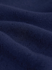 Navy Pointelle Button Front Top (3-16yrs) - Image 8 of 8