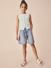 أبيض - رداء علوي بملمس بارز بأزرار أمامية (3-16سنة) - Image 1 of 8