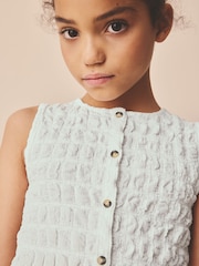 أبيض - رداء علوي بملمس بارز بأزرار أمامية (3-16سنة) - Image 4 of 8