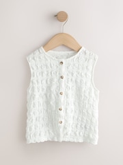 أبيض - رداء علوي بملمس بارز بأزرار أمامية (3-16سنة) - Image 5 of 8