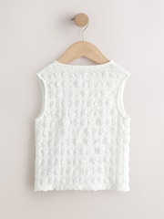 أبيض - رداء علوي بملمس بارز بأزرار أمامية (3-16سنة) - Image 6 of 8