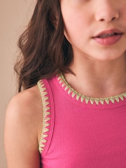 Pink Stitched Ribbed Vest (3-16yrs) - Image 3 of 8