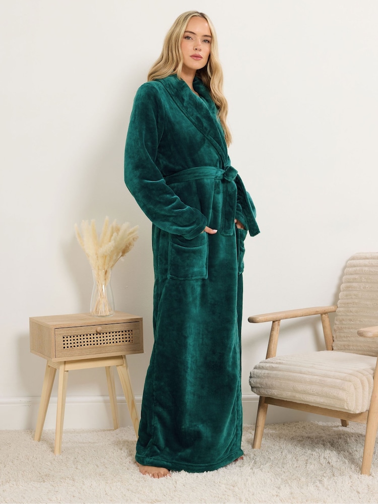 أخضر - Long Tall Sally Super Luxe Shawl Maxi Robe - صورة 1 من 5