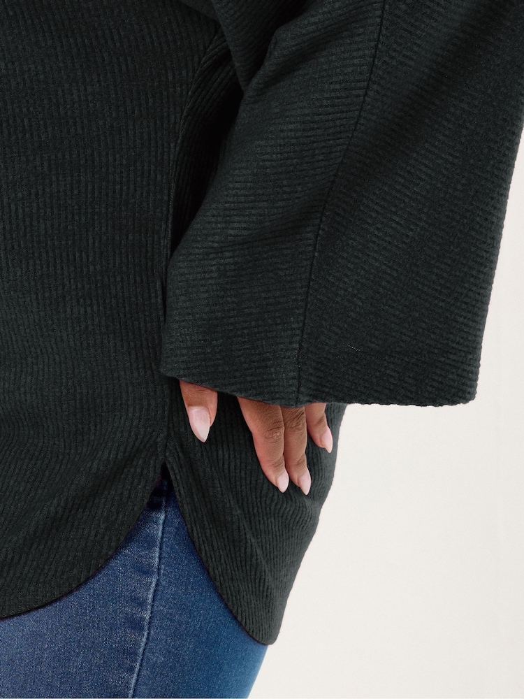 Yours Curve Black Soft Touch Ribbed Jumper - Image 4 of 4 Yours Curve Black Soft Touch Ribbed Jumper - Image 4 of 4