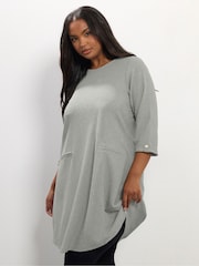 Yours Curve Grey Ponte Ribbed Formal Shift Dress - Image 1 of 5