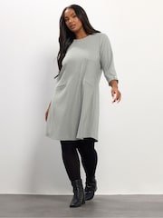 Yours Curve Grey Ponte Ribbed Formal Shift Dress - Image 2 of 5