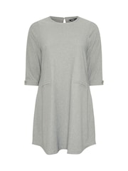 Yours Curve Grey Ponte Ribbed Formal Shift Dress - Image 5 of 5