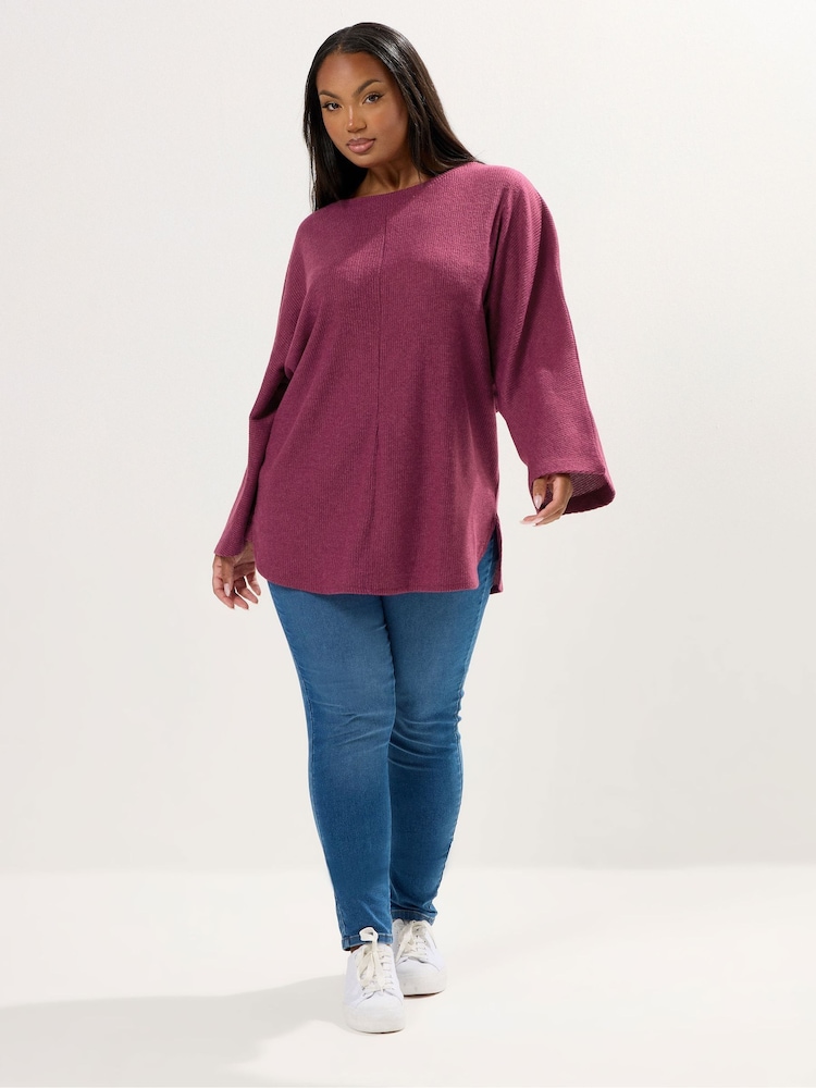Yours Curve Pink Soft Touch Ribbed Jumper - Image 2 of 5 Yours Curve Pink Soft Touch Ribbed Jumper - Image 2 of 5
