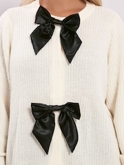 Yours Curve White Satin Bow Cardigan - Image 4 of 5