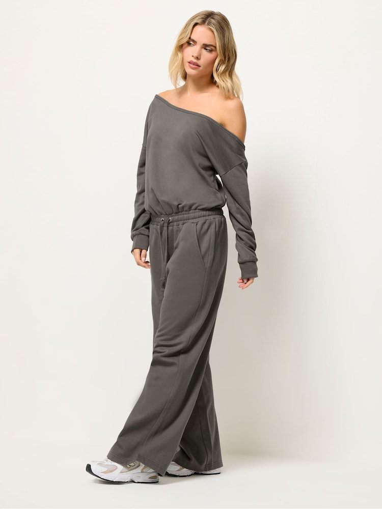 PixieGirl Petite Grey Sweat Wide Leg Jumpsuit - Image 2 of 5