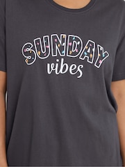 PixieGirl Petite Blue Sunday Vibes Short Sleeve Wide Leg Pyjamas Set - Image 4 of 5