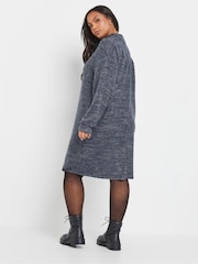 Yours Curve Blue Zip Neck Jumper Dress - Image 3 of 5