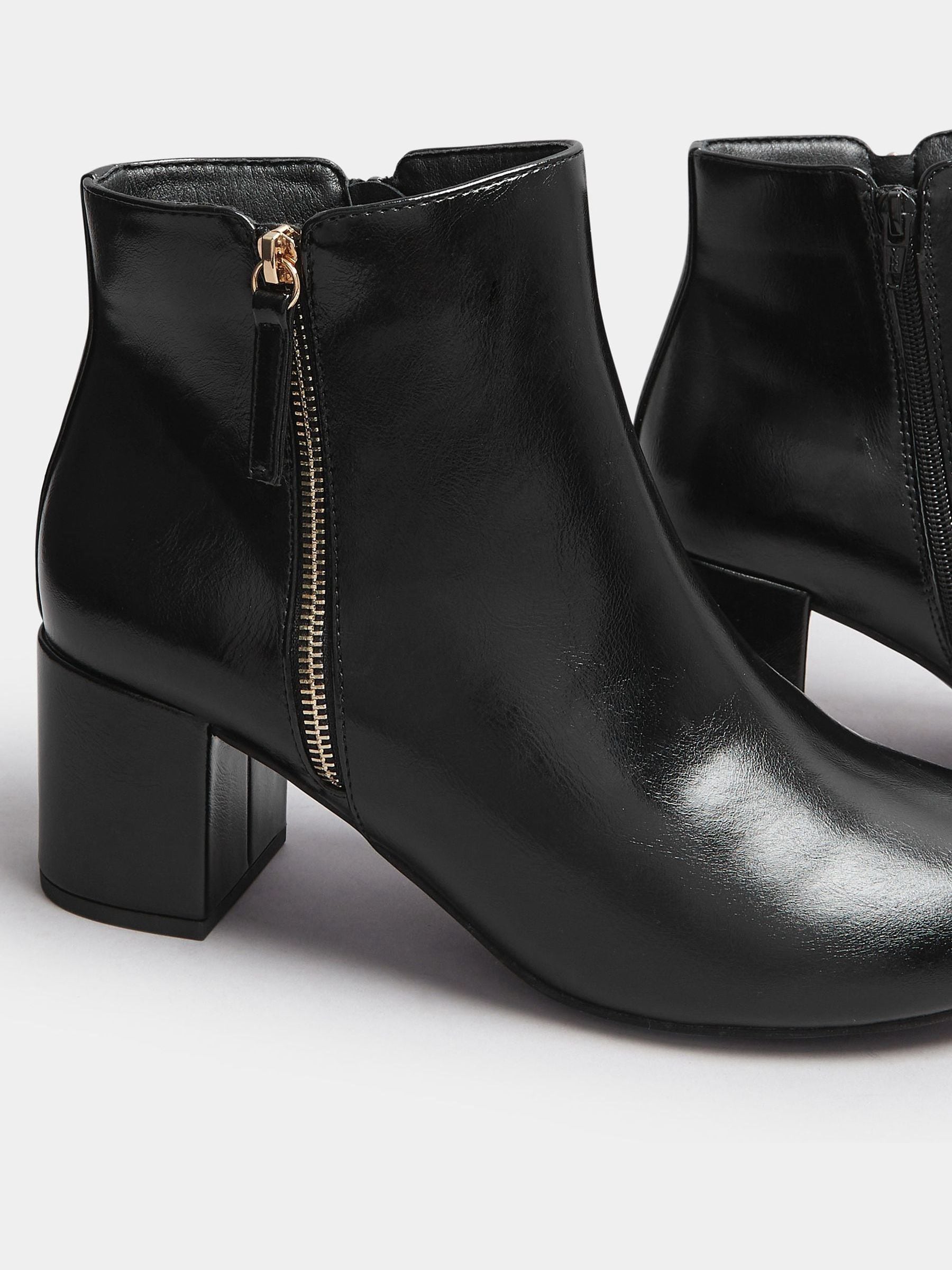 Buy Yours Curve Black Wide Fit PU Side Zip Block Boots from Next USA