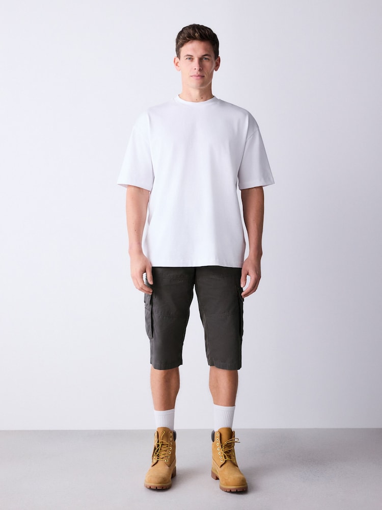 Black Long Length Belted Cargo Shorts - Image 2 of 13