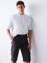Black Long Length Belted Cargo Shorts - Image 7 of 13