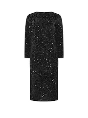 M&Co Black Sequin Velvet Gathered Dress - Image 5 of 5
