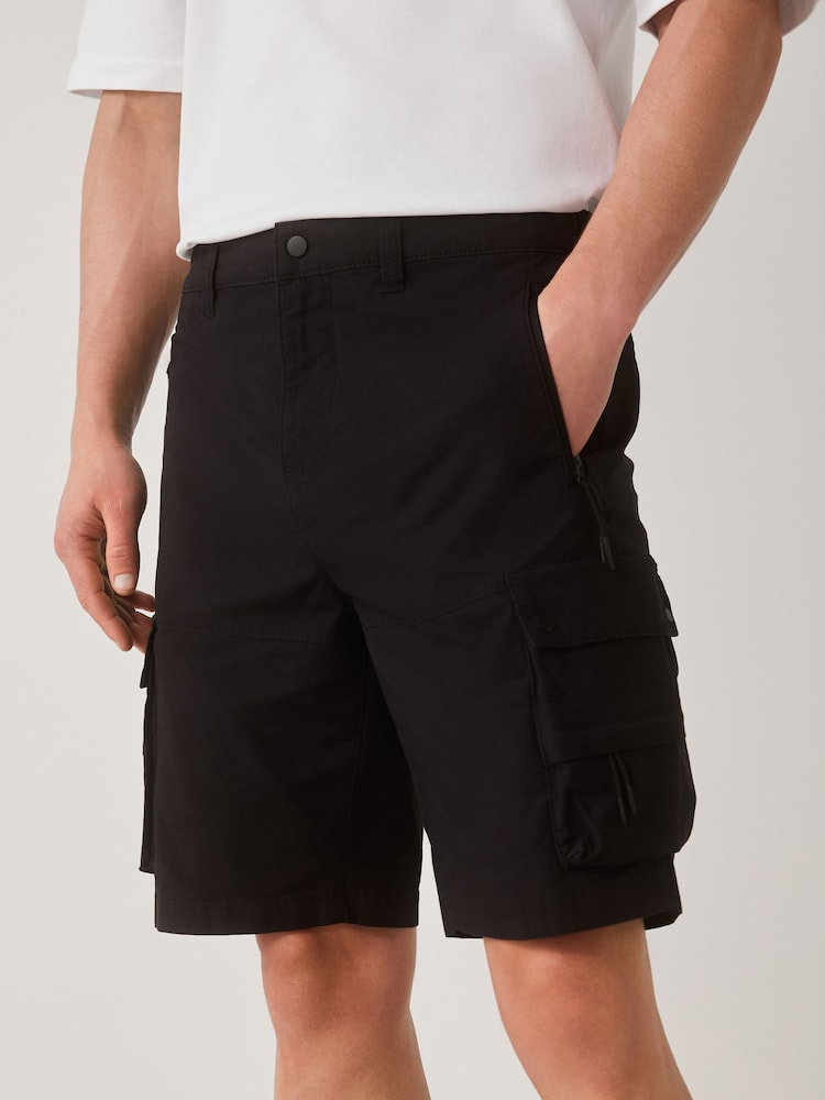 Black Tech Stretch Utility Cargo Shorts - Image 1 of 11