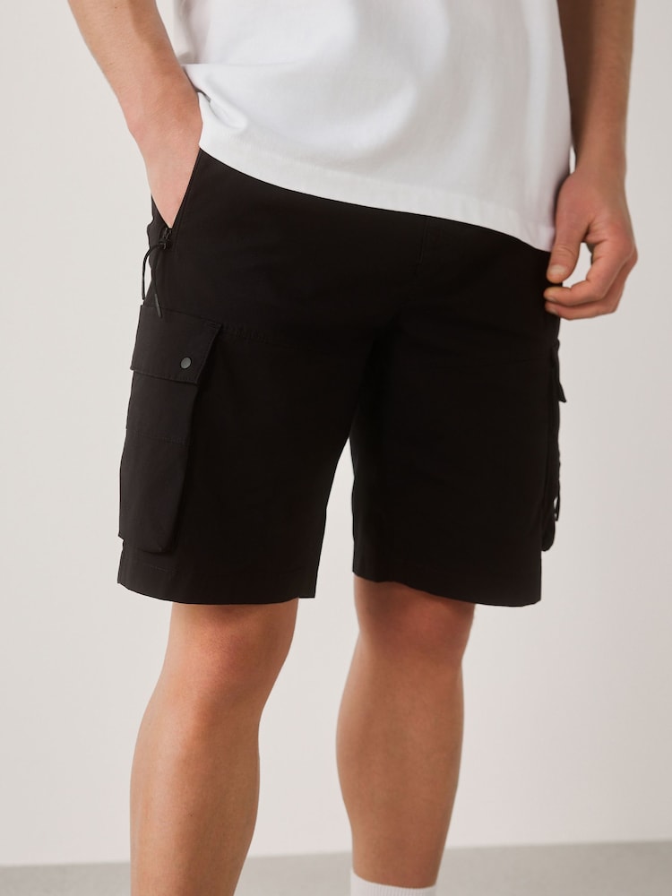 Black Tech Stretch Utility Cargo Shorts - Image 2 of 11