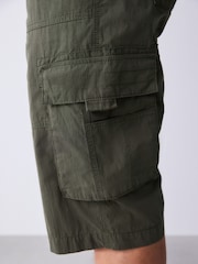 Khaki Green Long Length Belted Cargo Shorts - Image 6 of 14