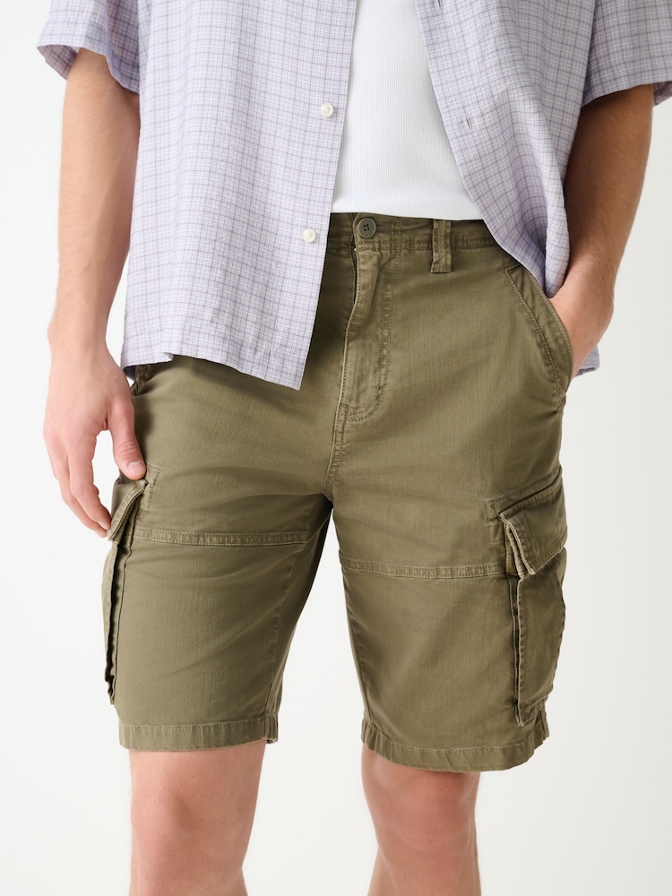 Khaki Green Utility Cargo Shorts - Image 1 of 10