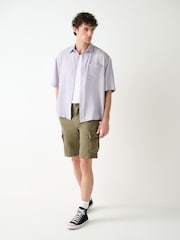 Khaki Green Utility Cargo Shorts - Image 2 of 10