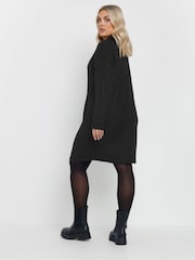 Yours Curve Black Zip Neck Jumper Dress - Image 3 of 4