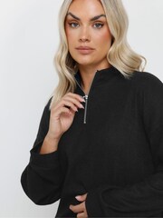 Yours Curve Black Zip Neck Jumper Dress - Image 4 of 4