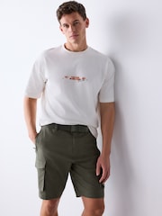 Khaki Green Belted Ripstop Cargo Shorts - Image 4 of 14