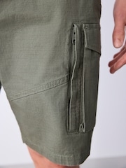 Khaki Green Belted Ripstop Cargo Shorts - Image 6 of 14