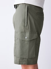 Khaki Green Belted Ripstop Cargo Shorts - Image 7 of 14