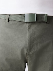 Khaki Green Belted Ripstop Cargo Shorts - Image 8 of 14