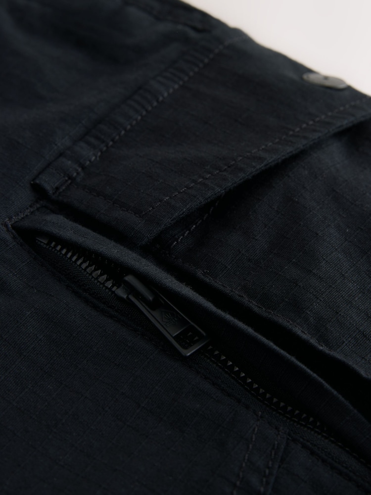 Black Belted Ripstop Cargo Shorts - Image 12 of 12