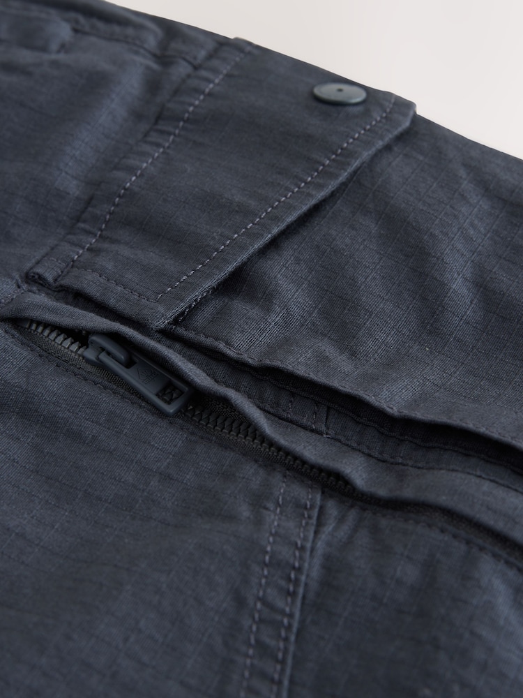 Blue Belted Ripstop Cargo Shorts - Image 14 of 14
