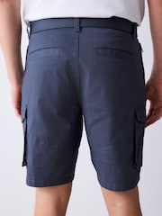 Blue Belted Ripstop Cargo Shorts - Image 3 of 14