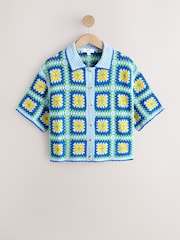 أزرق/أخضر - Square Crochet Shirt - Image 6 of 8