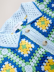 أزرق/أخضر - Square Crochet Shirt - Image 7 of 8