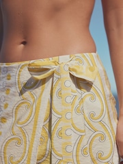 Yellow / White Print - ラップ ミニスカート - 画像 2 / 5