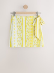 Yellow / White Print - Minirock in Wickeloptik - Bild 6 von 8