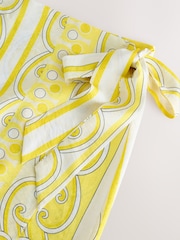 Yellow / White Print - Minirock in Wickeloptik - Bild 8 von 8