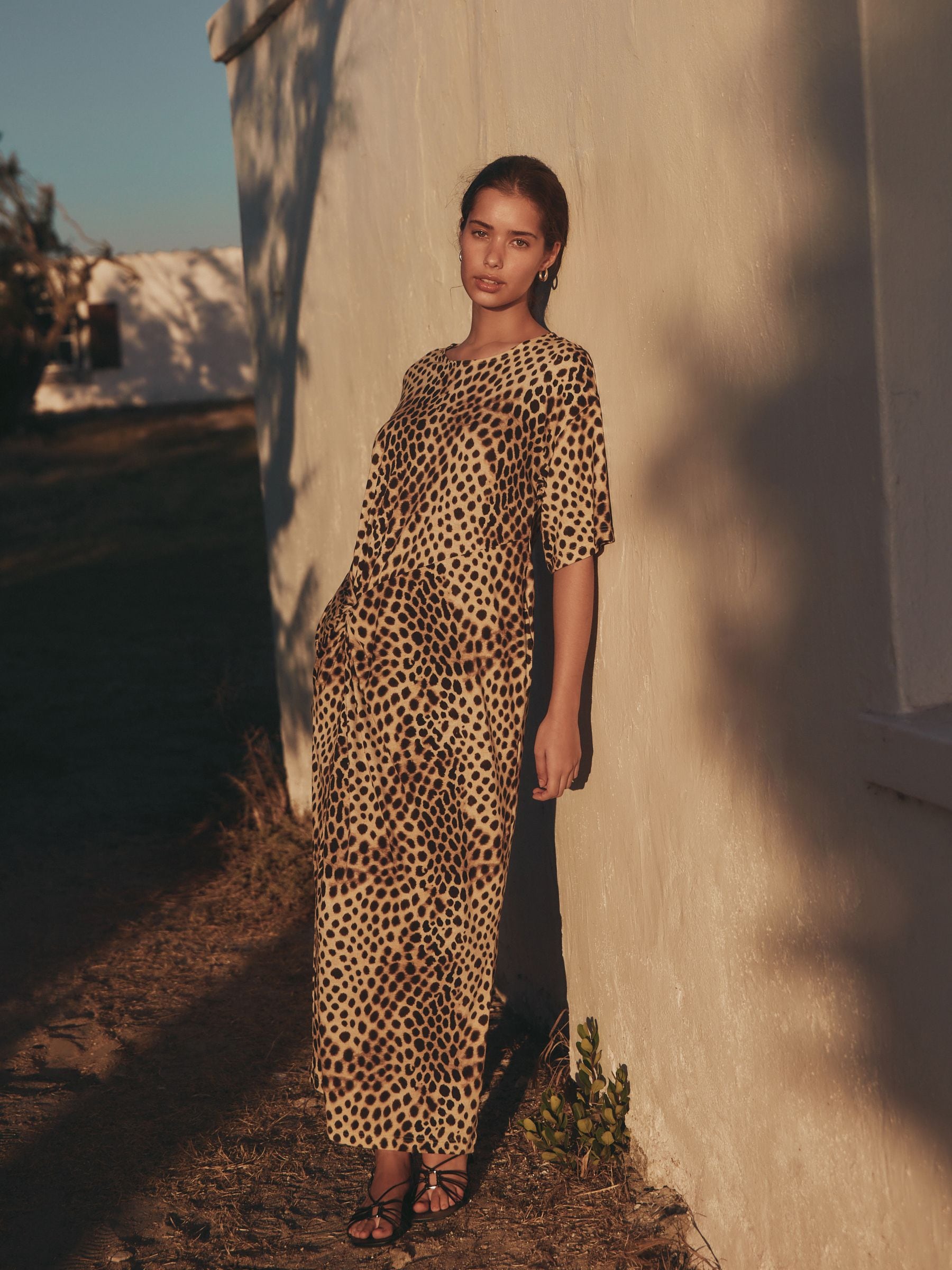 next jersey dress Brown Leopard Print Jersey Twist T-Shirt Summer Dress