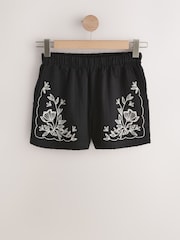 Negru - Jersey Embroidered Shorts - Imaginea 5 din 7