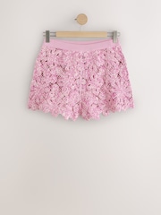 Pink Twist Yarn Crochet High Waist Shorts - Image 5 of 7