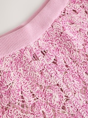 Pink Twist Yarn Crochet High Waist Shorts - Image 6 of 7