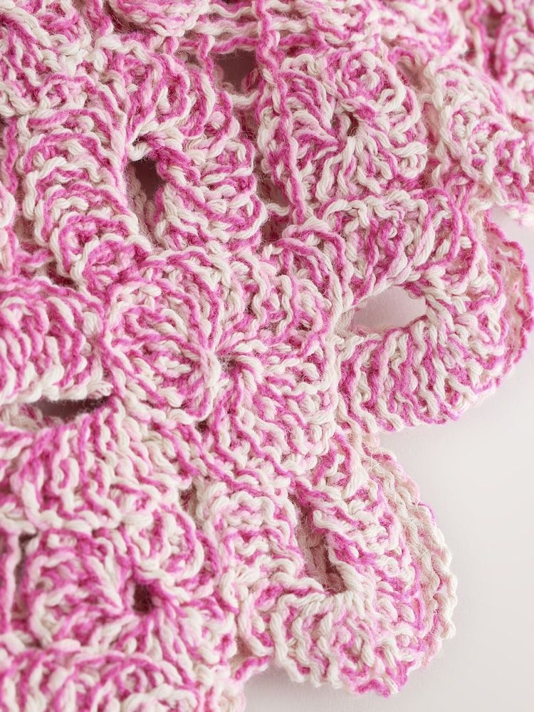 Pink Twist Yarn Crochet High Waist Shorts - Image 7 of 7