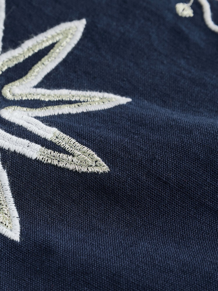 Navy / White Embroidered Sun Wide Leg Trousers - Image 4 of 4