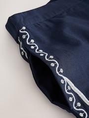 Navy Blue/White Embroidered Sun Wide Leg Trousers - Image 7 of 8