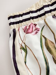 White/Green Tulip Print Palazzo Wide Leg Trousers - Image 9 of 10