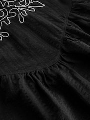 Black / Ecru Embroidered Jersey T Shirt Dress - Image 6 of 7