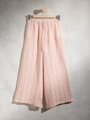 Pink Stripe N. Premium 100% Linen Wide Leg Palazzo Trousers - Image 7 of 10