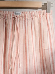 Pink Stripe N. Premium 100% Linen Wide Leg Palazzo Trousers - Image 9 of 10